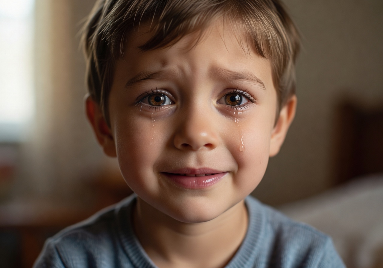 Child showing emotions and feelings through facial expression