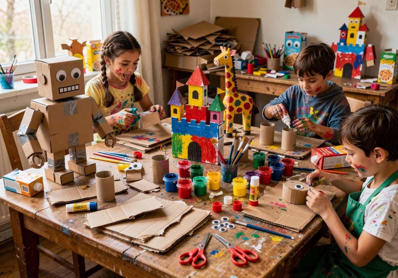 Recycled cardboard craft project for kids